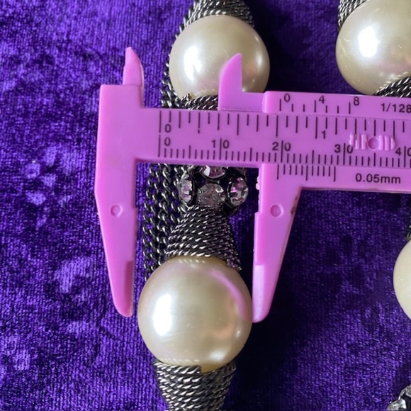 Women Multi Chain Statement Necklace Pearls and Crystals - Picture 5 of 6